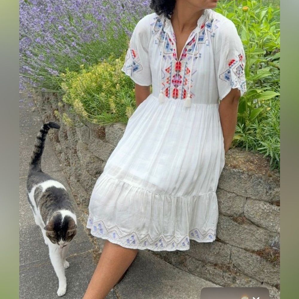 JOHNNY WAS

FLUTTER SLEEVE TIERED DRESS NWT